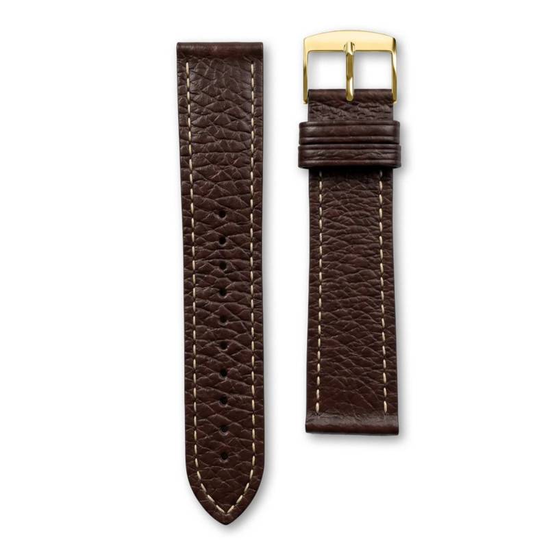 Chocolate Brown Grained Leather Watch Strap - Gustave & Cie