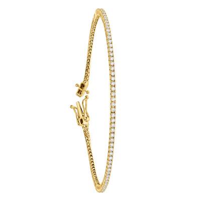 375/1000 Yellow Gold Tennis Bracelet With 113 Diamonds, 1,09 ct, 17,5 cm - Diamond Lady