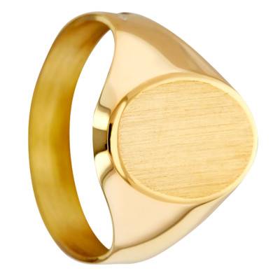 Chevalière Ovale Brossée en Or Jaune 375, Dimension 10 x 14 mm - Imperium