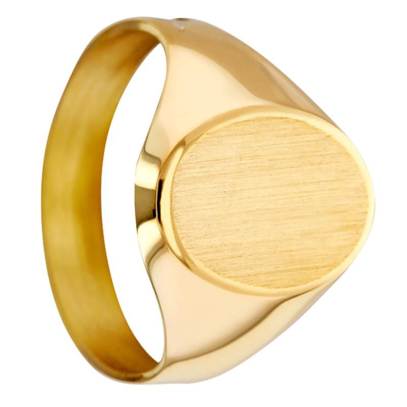 Chevalière Ovale Brossée en Or Jaune 375, Dimension 10 x 14 mm - Imperium