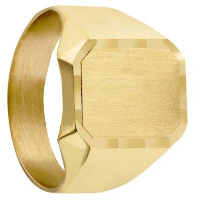Chevalière Rectangle Brossée en Or Jaune 750, Dimension 8 x 15 mm - Imperium