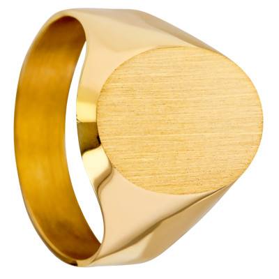 375 Yellow Gold Brushed Oval Signet Ring 12 x 15 mm - Imperium