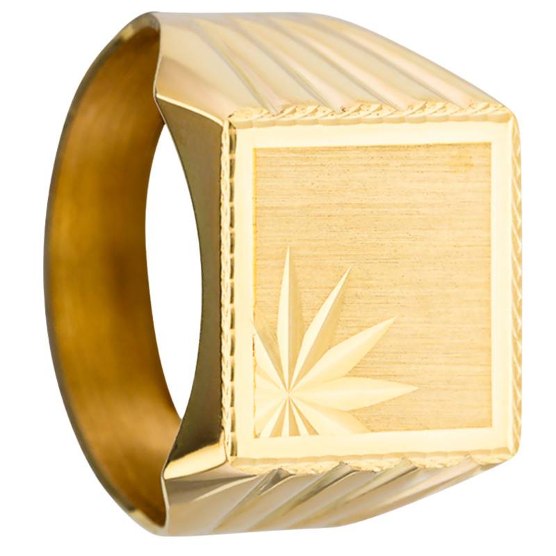 375 Yellow Gold Faceted Square Signet Ring - Imperium