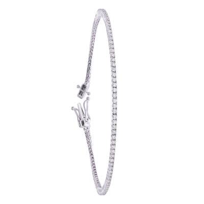 375 or 750 White Gold Tennis Bracelet with 113 Lab-Grown Diamonds, 1,09 ct - Diamond Lady