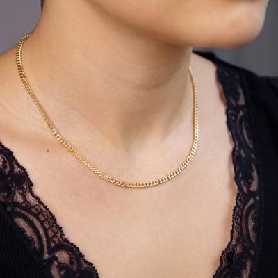 Chaîne Maille Gourmette en Or Jaune 750, Longueur 90 cm, Largeur de 0,80 mm à 2,40 mm - Manillon