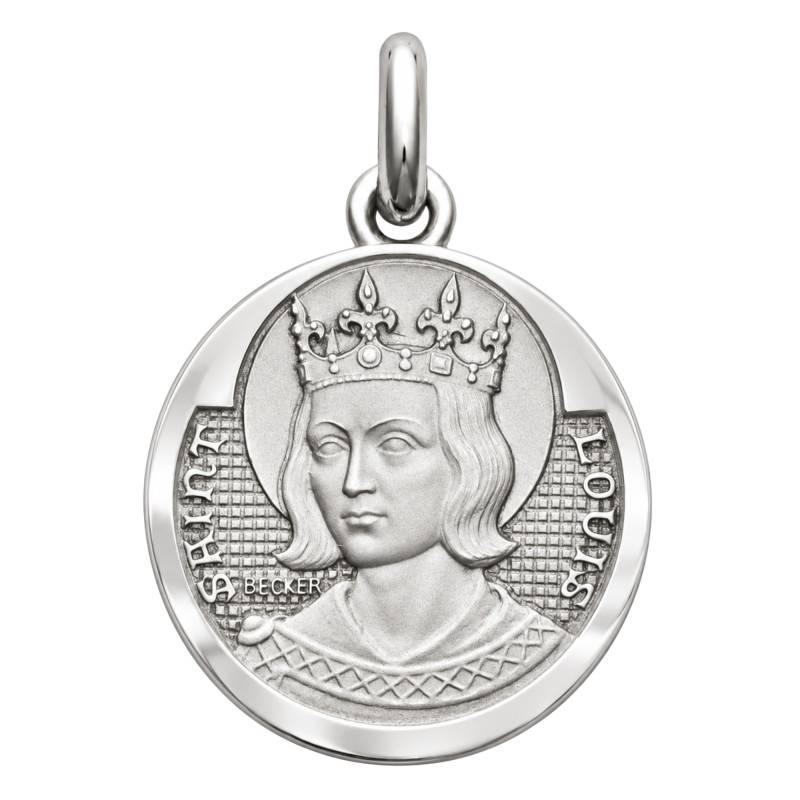 Médaille Saint Louis en Or Blanc 750, Diamètre 15 mm - Becker
