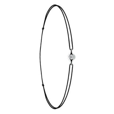Black Cord 750/1000 White Gold & Diamond Bracelet - Emanessence