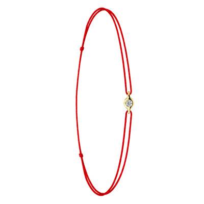 Bracelet Cordon Rouge en Or Jaune 750 & Diamant - Emanessence