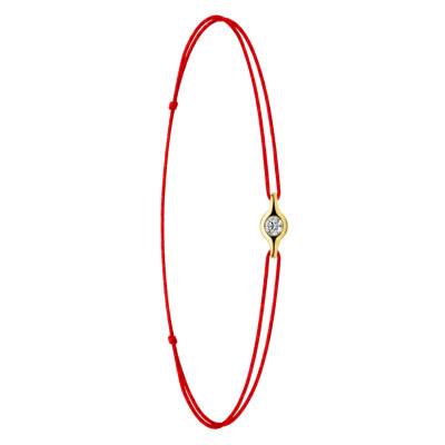 Bracelet Cordon Rouge en Or Jaune 750 & Diamant - Emanessence