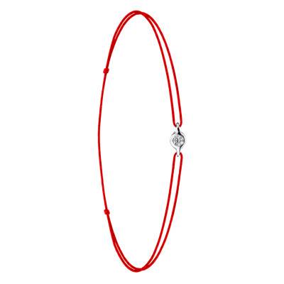 Red Cord Bracelet in 750/1000 White Gold & Diamond - Emanessence