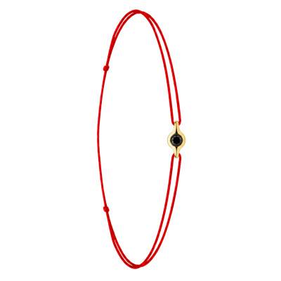 Red Cord Bracelet in 750/1000 Yellow Gold & Black Diamond - Aurora