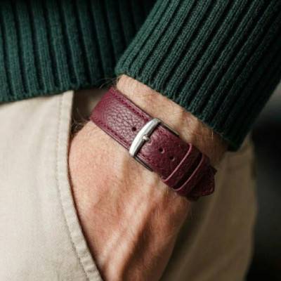 Burgundy Grained Leather Watch Strap - Gustave & Cie