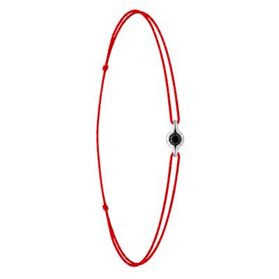 Red Cord Bracelet in 750/1000 White Gold & Black Diamond - Aurora
