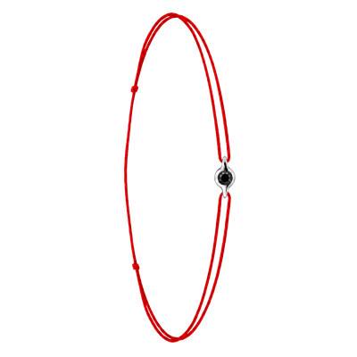 Red Cord Bracelet in 750/1000 White Gold & Black Diamond - Aurora