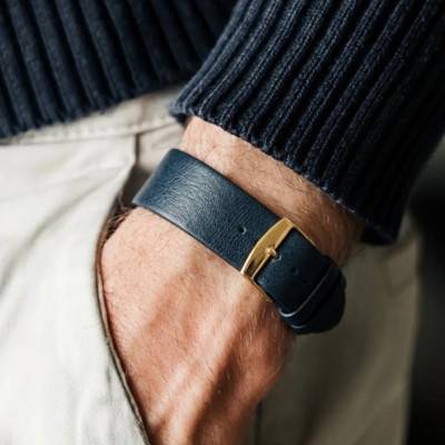 Bracelet de montre Cuir Bleu Océan - Gustave & Cie