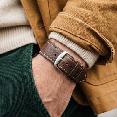 Bracelet de montre Cuir Marron Chocolat Grainé - Gustave & Cie