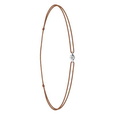 Bracelet Cordon Marron en Or Blanc 750 & Diamant - Emanessence