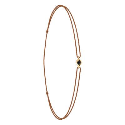 Bracelet Cordon Marron en Or Jaune 750 & Diamant Noir - Aurora