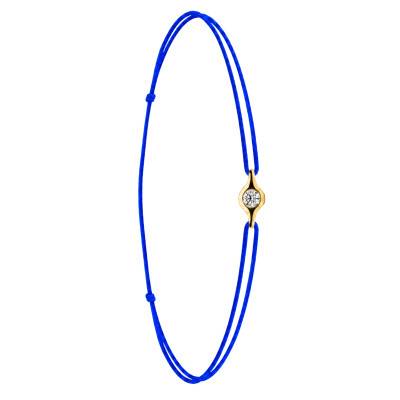 Blue Cord Bracelet in 750/1000 Yellow Gold & Diamond - Emanessence