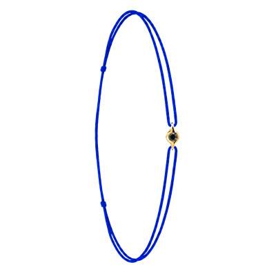 Blue Cord Bracelet in 750/1000 Yellow Gold & Black Diamond - Aurora