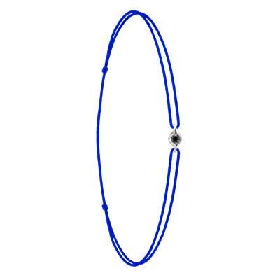 Blue 750/1000 White Gold Cord Bracelet & Black Diamond - Aurora
