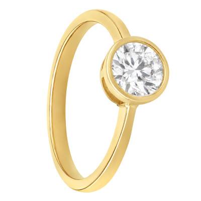 1.00 ct Round Lab-Grown Diamond 375 Yellow Gold Solitaire Ring - Amore