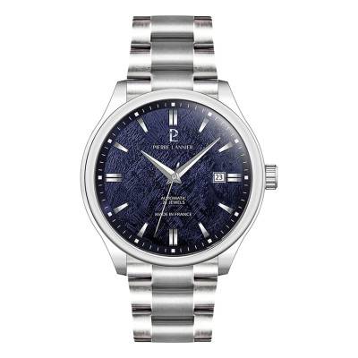 Montre Automatique Homme VELIN Argent‚ Cadran Bleu Bracelet Acier Argent‚ 20MM - R‚f. 312C161 - Pierre Lannier