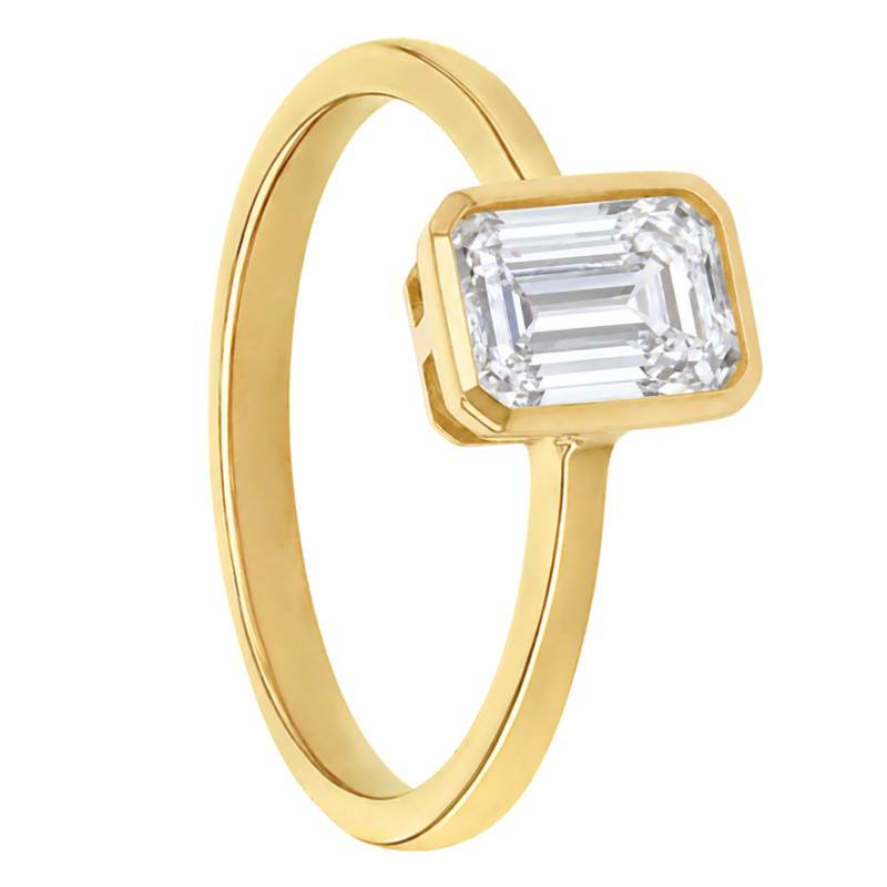 Bague Solitaire Diamant Émeraude de Synthèse 1,00 ct en Or Jaune 375 - Amore