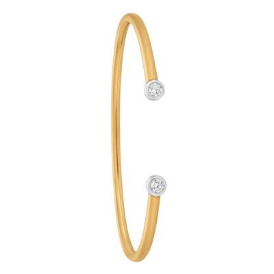 Two-Tone 375 Gold Flexible Bracelet & Diamonds, Width 5 mm - Rosatella