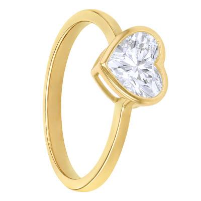 1.00 ct Heart-Shaped Lab-Grown Diamond 375 Yellow Gold Solitaire Ring - Amore