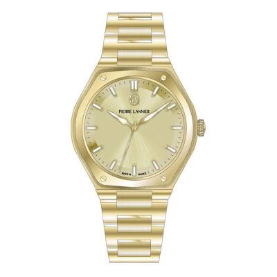 Montre Quartz Femme COPILOTE Dor‚ Cadran Soleill‚ Dor‚ Bracelet Acier Dor‚ 18MM - R‚f. 016P542 - Pierre Lannier