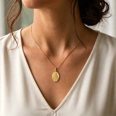 Médaille Ovale Christ Sacré-Coeur en Or Jaune 375 - Lumiosa