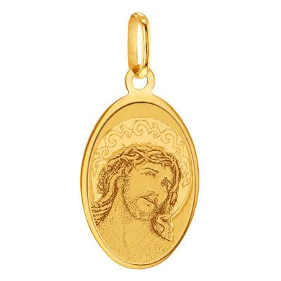 375 Yellow Gold Oval Jesus Christ Medal - Vandona