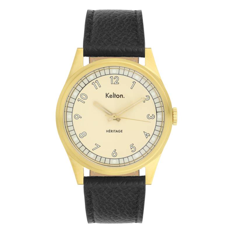 Montre Héritage Gold Epsom Noir 9127122 - Kelton