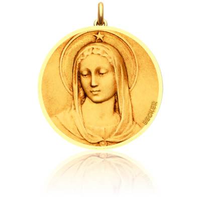 Médaille Ronde Vierge Maris Stella Or Jaune 750, Diamètre 16 mm - Becker