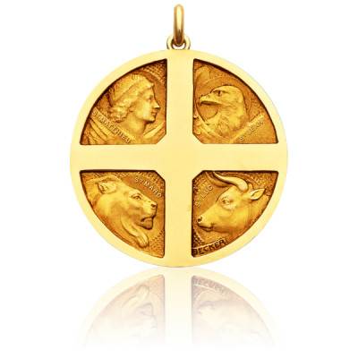 750/1000 Yellow Gold The 4 Evangelists Medal, Diameter 15 mm or 18 mm - Becker