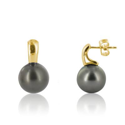Boucles d'Oreilles Pendantes en Or Jaune 750 & Perles - Poema