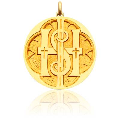 Médaille Monogramme IHS Or Jaune 750, Diamètre 15 mm à 20 mm - Becker