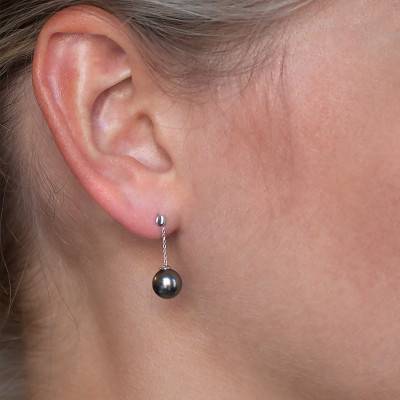Boucles d'oreilles pendantes perles et Or Blanc 750 - Poema