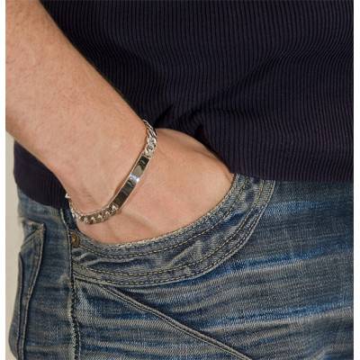 Gourmette Identité 4 Faces 7 mm, Argent Massif, Longueur 19 à 21 cm, Largeur 7,00 mm - Artemis