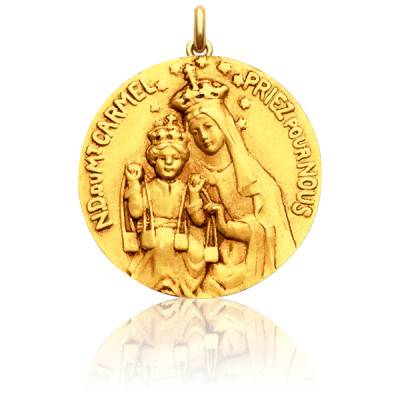 Médaille Vierge du Mont Carmel Or Jaune 750, Diamètre 15 mm à 22 mm - Becker