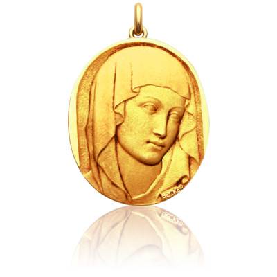 Médaille Vierge XIII Ovale Or Jaune 750, Diamètre 18 mm ou 20 mm - Becker