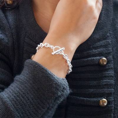 Sterling Silver 925 Oval Link Chain Bracelet, Length 16 cm to 21 cm - Artemis