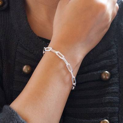 925 Silver Rectangular Link Bracelet, Length 21 cm - Artemis