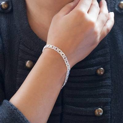 Bracelet Maille Double Rombo en Argent, Longueur 19 cm - Artemis