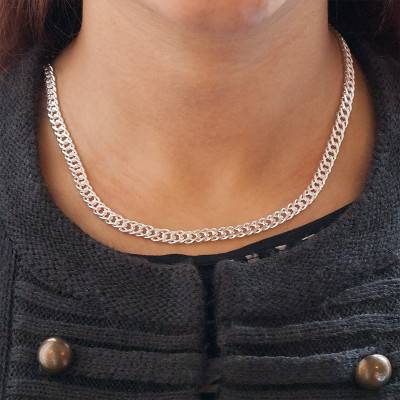 925 Silver Double Rombo Link Chain, Length 45 cm - Artemis