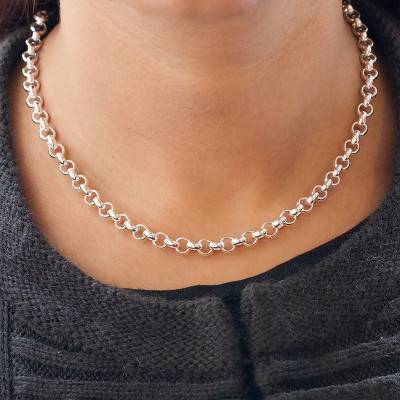 925 Sterling Silver Rolo Chain Necklace, 45 cm to 55 cm Length, 5.8 mm Width - Artemis