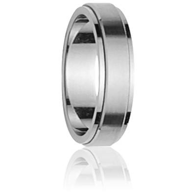 Alliance Ruban Confort Jucar Superposée en Platine 950 et Or Blanc 750, Largeur 5 mm - Gaïa