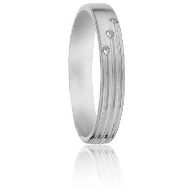 Alliance Ruban Standard Amendola en Palladium 950 & Diamants, Largeur 3,5 mm - Viggo Sorensen
