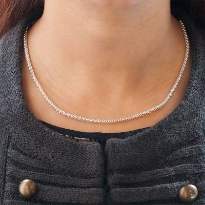 Chaîne Maille Pop Corn Argent Passivé, Longueur de 45 à 50 cm - Artemis